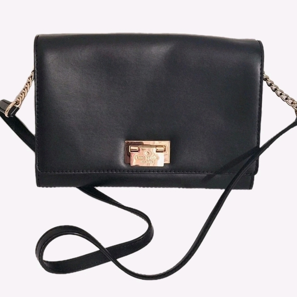 Kate Spade New York Black Fiona Harwood Place Purse Crossbody Clutch EUC